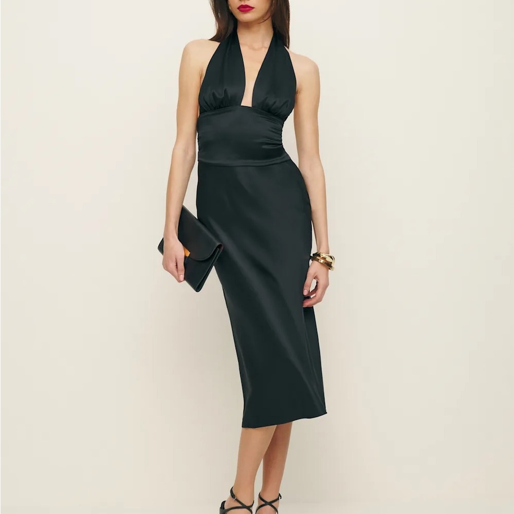 Reformation Millicent Silk Halter Dress